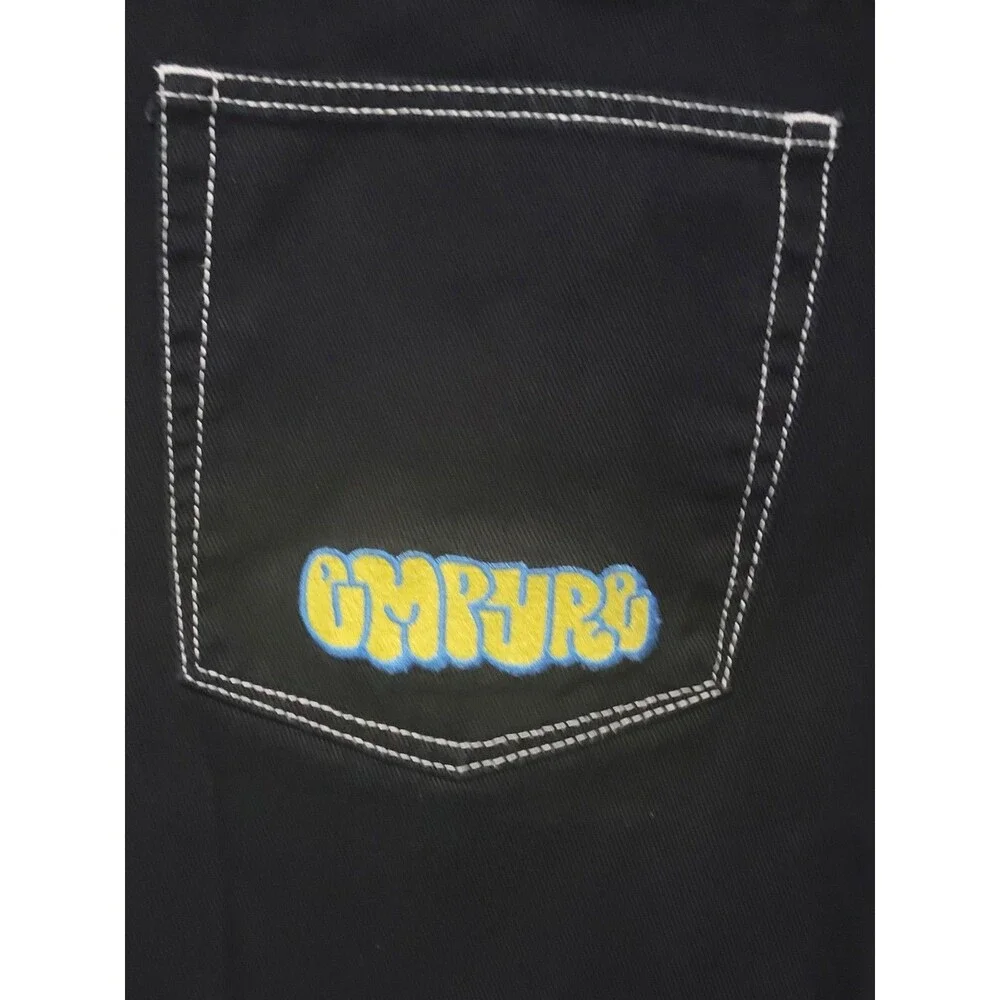 Empyre size 30 denim jeans black zip pockets tapered baggy